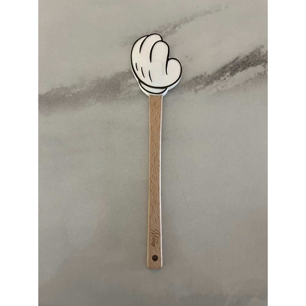 Disney Mickey Mouse Silicone Spatula White Glove Wood Handle Kitchen Tool 12.5in